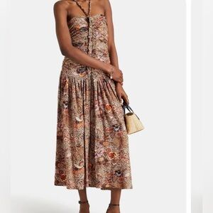 ULLA JOHNSON Marcella ruched floral-print cotton-jersey midi dress Sz 6